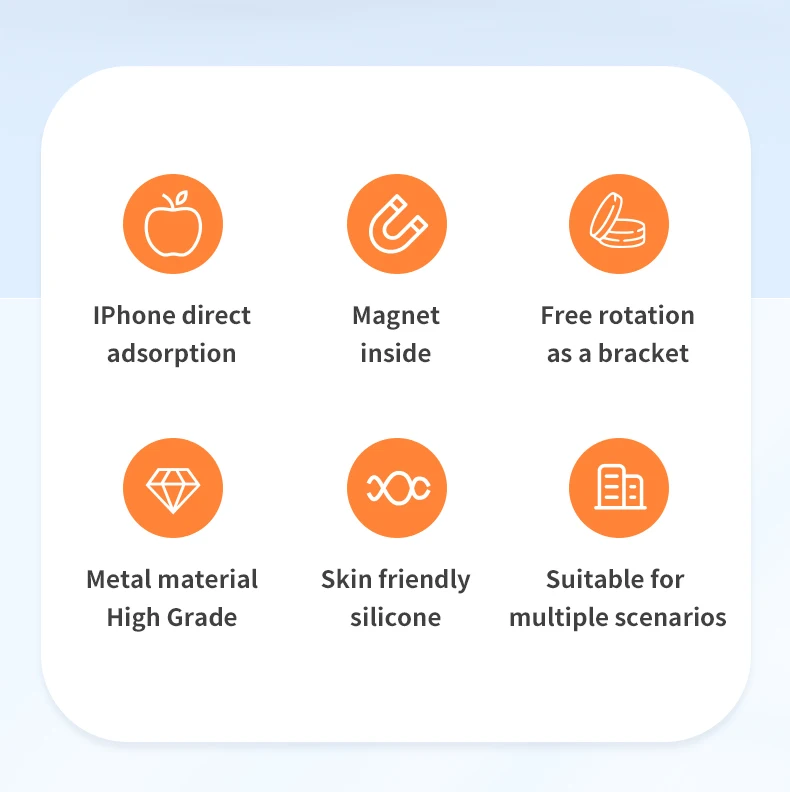 Universeller doppelseitiger Magnethalter für Magsafe-Handyständer im Autogriff, Fingerringhalterung mit Handschlaufe für iPhone – Detail 2