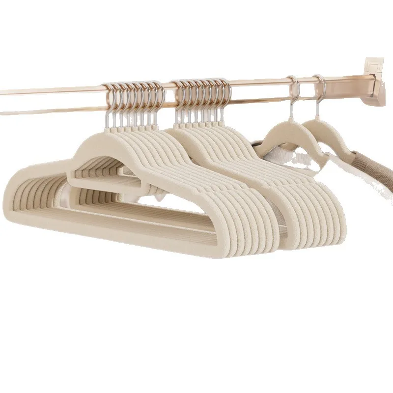 

Flocked clothes hanger, home hanging , non-marking, non-slip, anti-shoulder corners, can not afford to hang ,organizer only