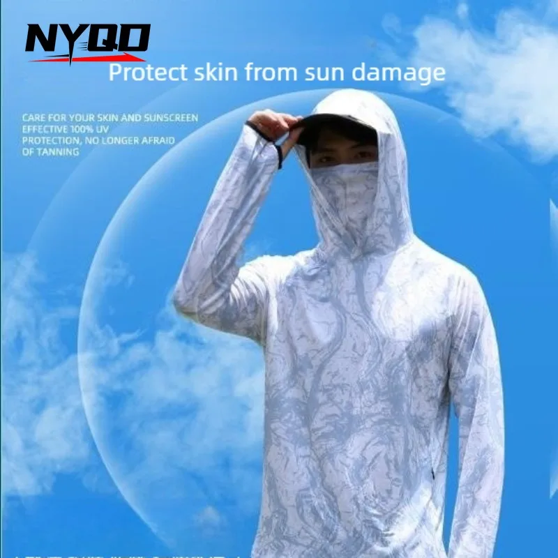 

Summer sun protection fishing shirt for men-Cool silk quick-drying breathable ultra-thin mosquito repellent fishing clothes