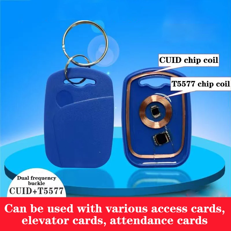 1/5PCS Dual Chip Frequency RFID 125KHZ T5577 EM4305+13.56MHZ Changeable Writable IC+ID UID Rewritable Composite Key Tags Keyfob