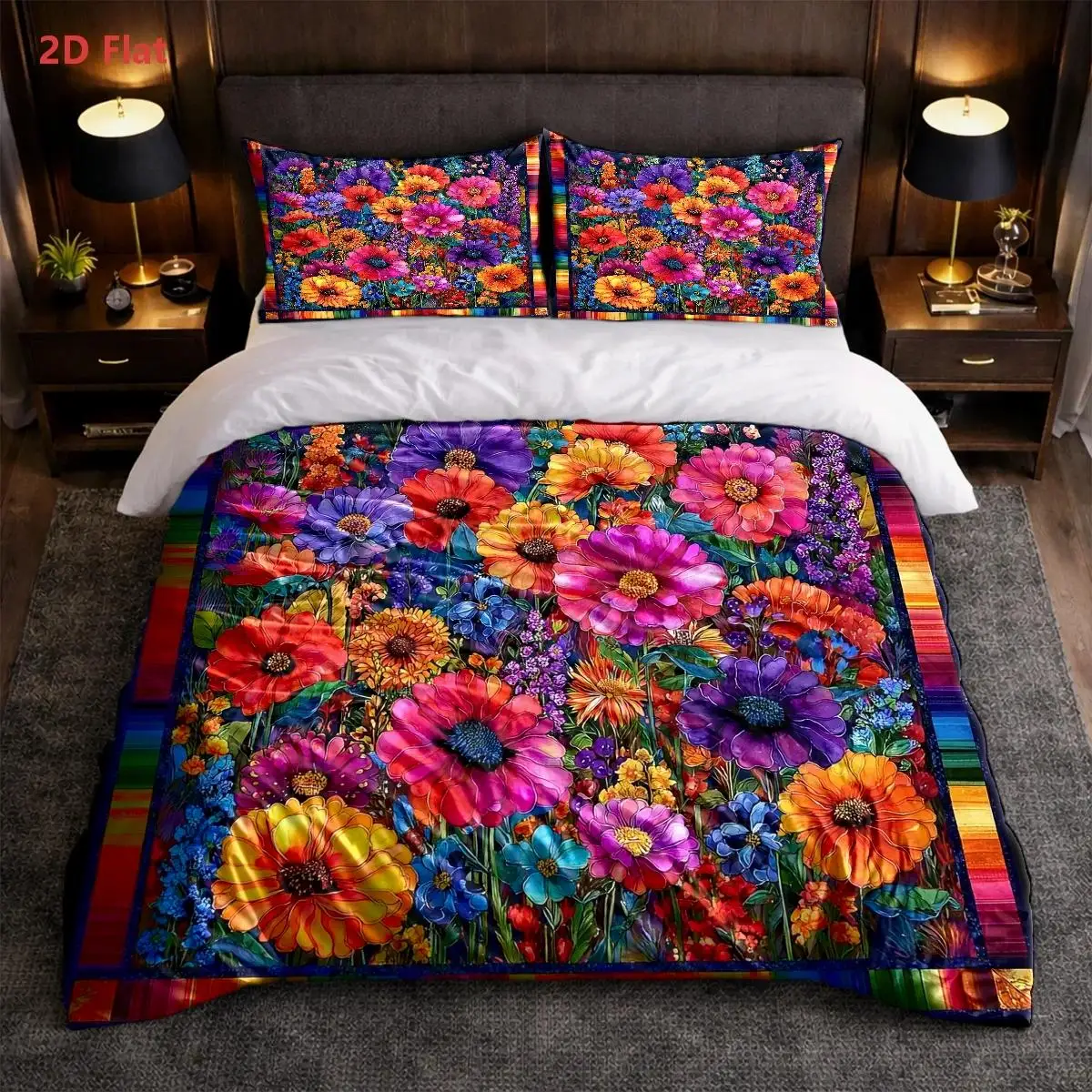 Colorful Floral Theme Abstract Duvet Cover Set Multi Size Quilt Cover Queen Size Bedroom Bedding Decoration Machine Washable Adult Boy Girl Bedroom