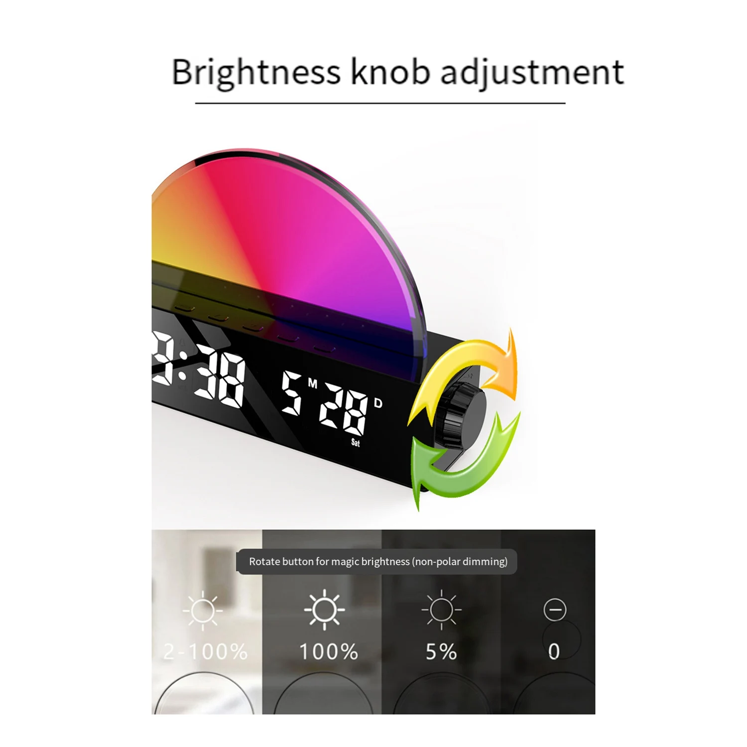 Sunrise Lamp Sunrise Alarm Clock, Wake Up Light Dawn Simulator, Bedside Sun Lamp Color Changing Lights For Bedroom Black Durable