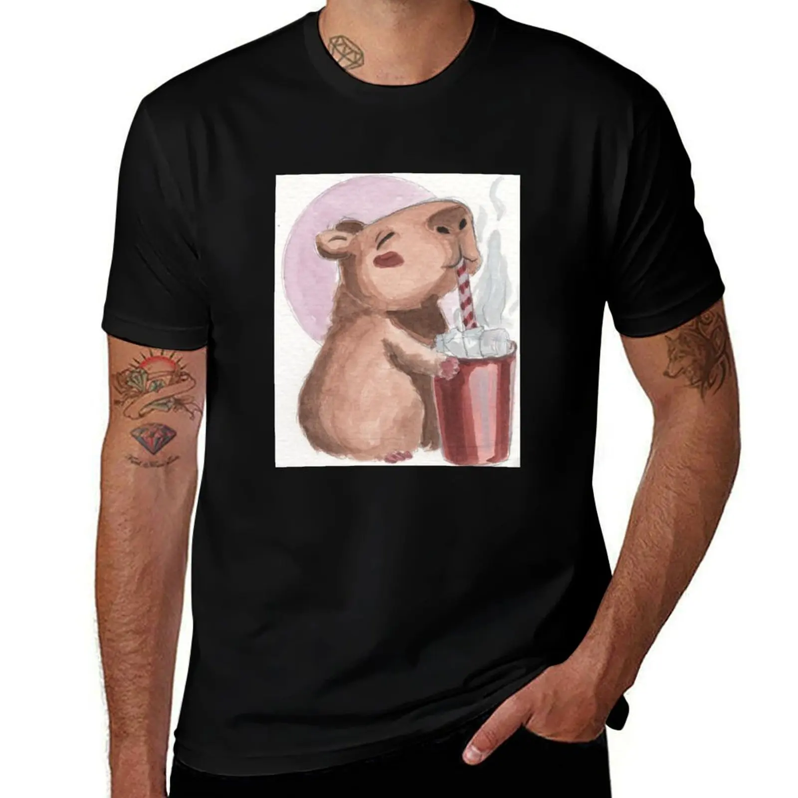 T-shirt Cozy Capybara Bliss décontracté à manches courtes pour tous les jours