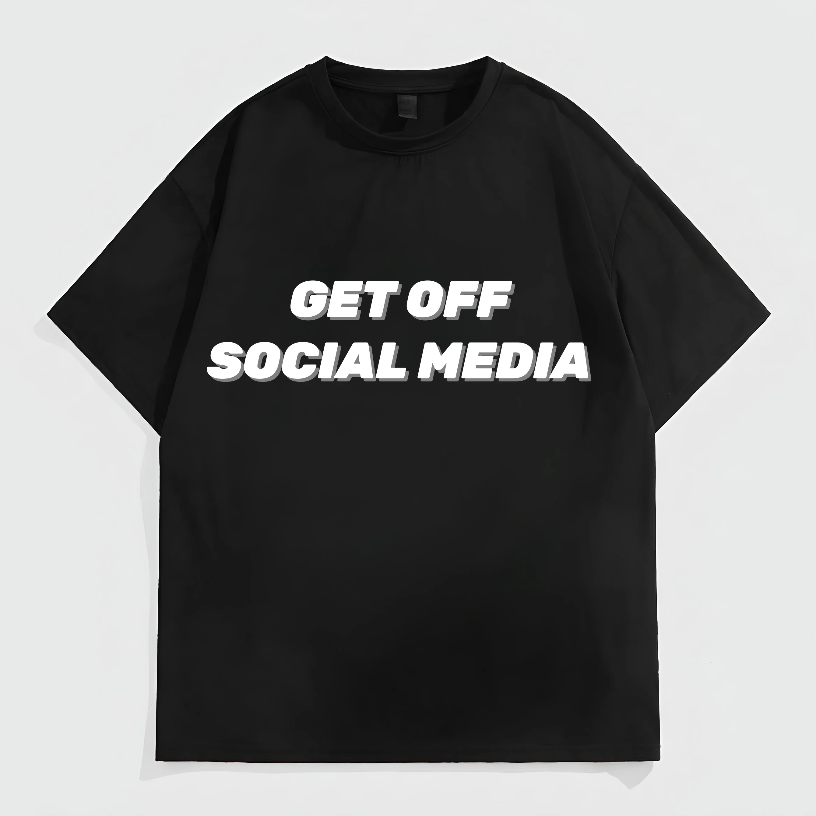 

Teevo Men's Casual T-Shirt Get Off Social Media Print Daily Wear Streetwear Fashion Top
