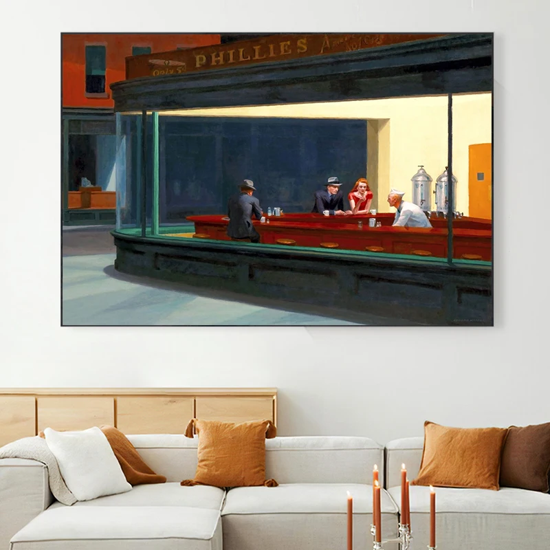 Edward Hopper Famous Realistic Master Art Poster Canvas Painting Nighthawks Life Landscape Wall Art Living Room Home Decoration