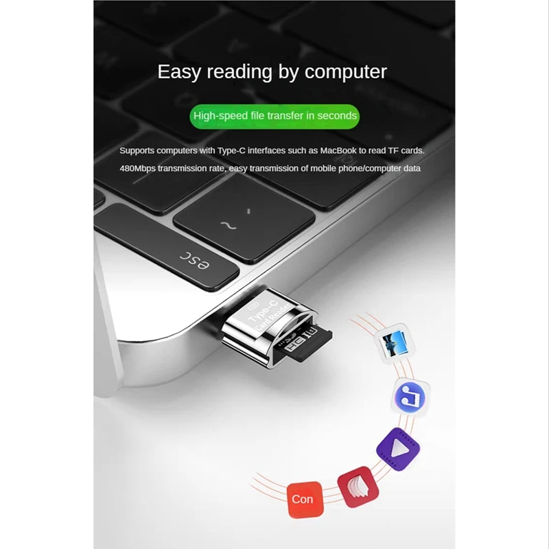 TF Card Reader TF Card TO Type-C Card Reader OTG Adapter Memory Card To USB C High Speed For Mobile Phones Laptop