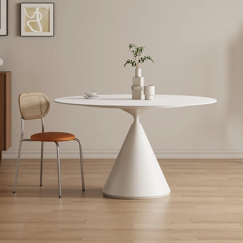 Nordic Rock Plate Dining Tables Modern Simple White Coffe Round Table Balcony Center Dining Room Furnitur Mesas Redondas FYDT