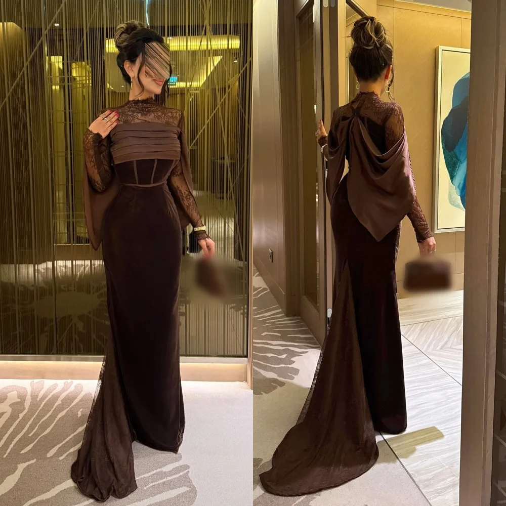 

Вечернее платье по индивидуальному заказу, плиссированное кружево, индивидуальный заказ, длинные платья с высоким воротником, на заказ, элегантная вечеринка, свадьба