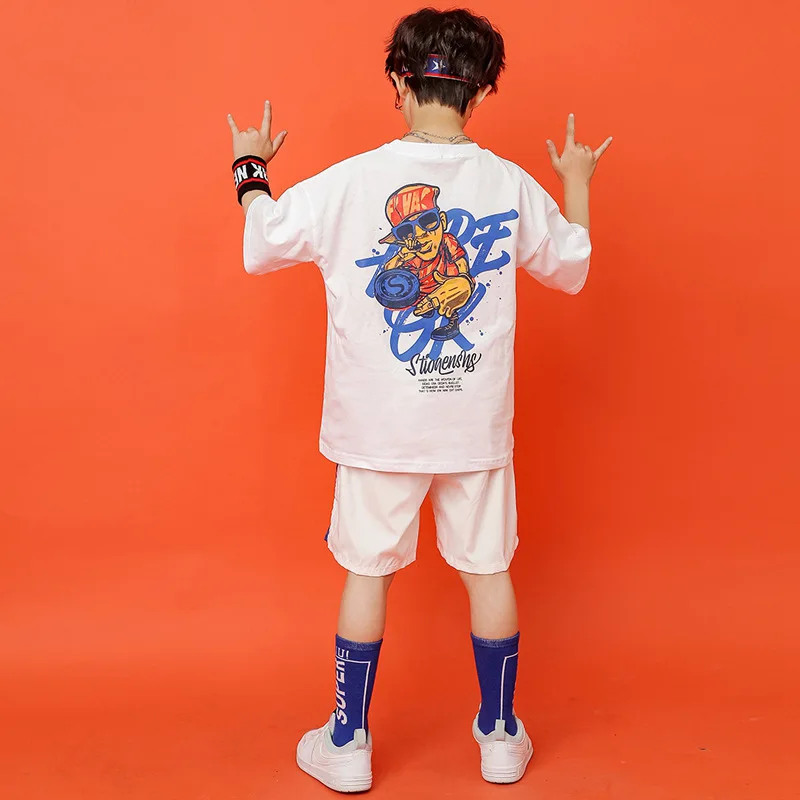 Children Ballroom Dancing Clothes Street Wear Hip Hop Dance Costumes for Boys Jazz Dance Competition Costumes Shirt Shorts Suits