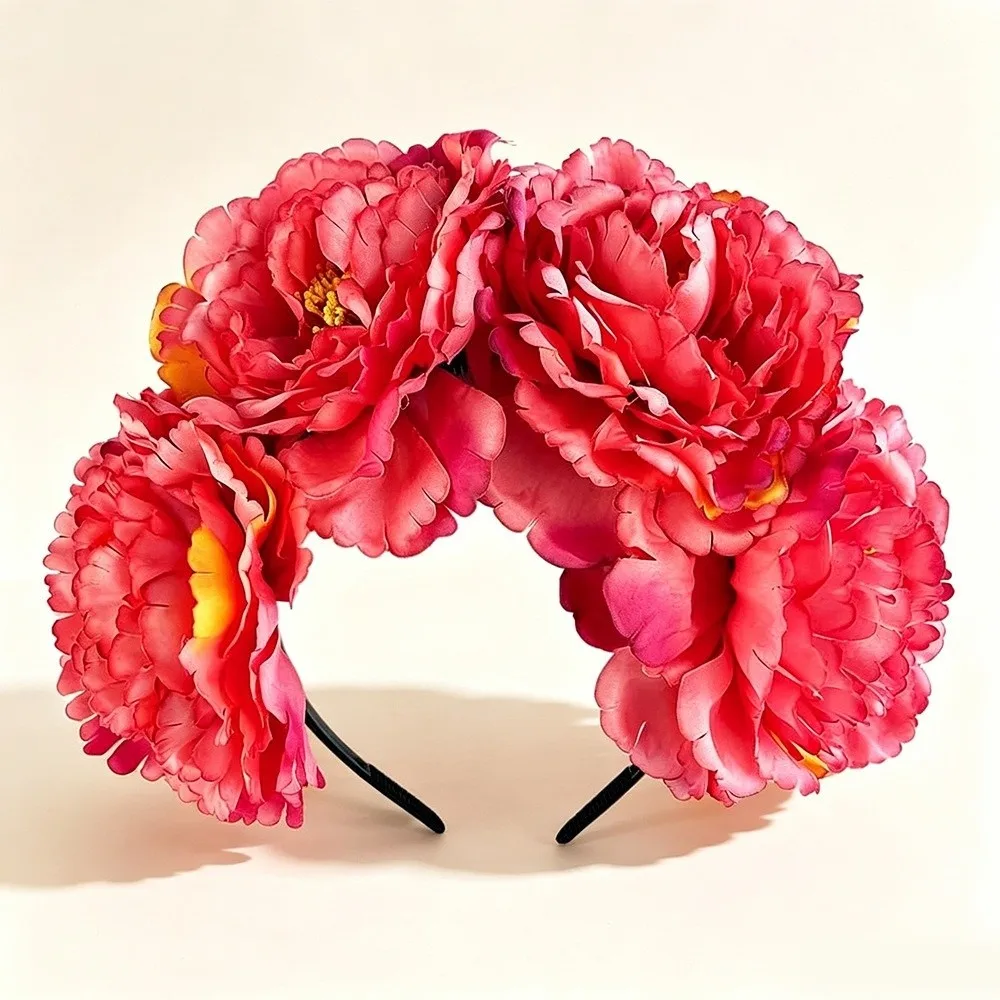 Simulated Flower Floral Garland Headband Gorgeous Design Romantic Style Artificial Flower Crown Elegant Rose Headpiece