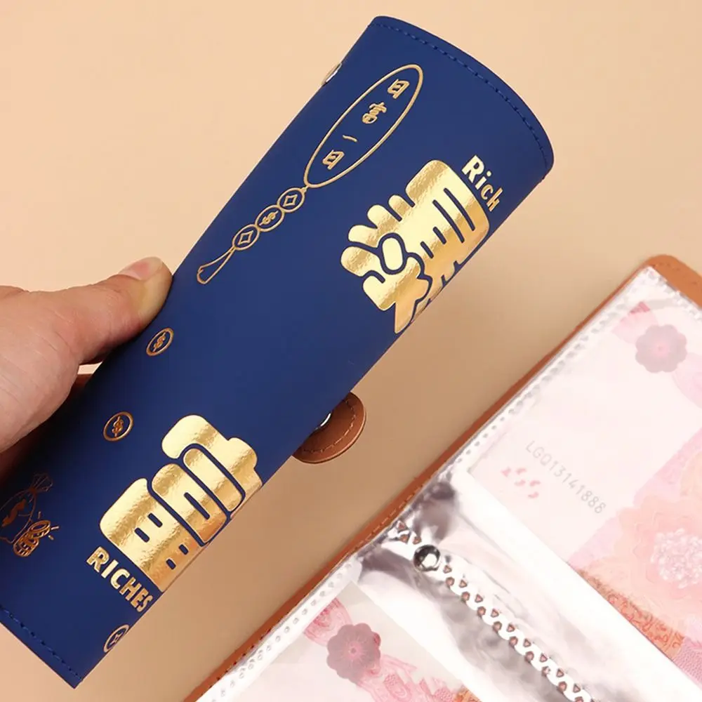 ตลก 100 ซองประหยัดเงินท้าทายขนาดใหญ่ความจุ PU Get Rich Overnight Mini Binder Savings Challenge Budget Binder