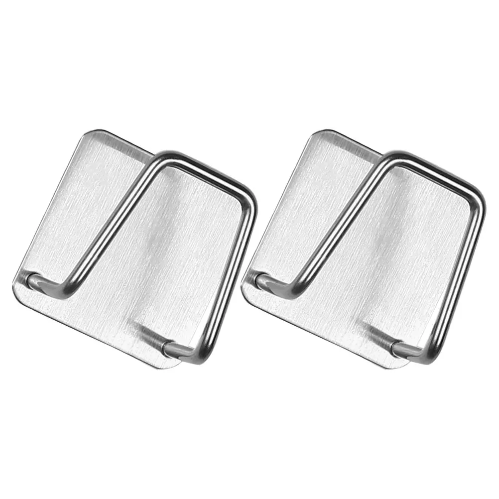 

2pcs Stainless 304 Steel Sponge Drain Rack Sink Cover Storage Racks Silver Brushed Adhesive Back Kitchen Bathroom ganizing