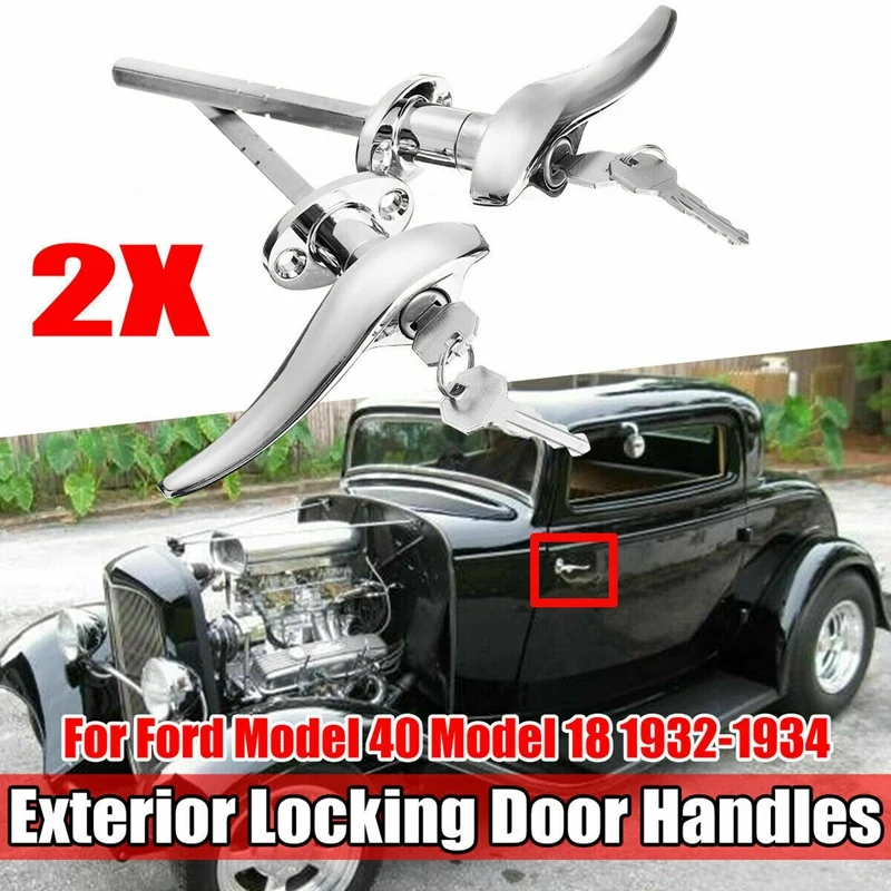 2Pcs Car Door Outside Locking Handles MATCHING LOCKS For Ford 1932 3-Window Coupe For Ford 1933 1934 Passenger Car