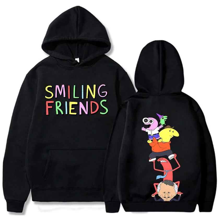 Sudaderas con capucha con estampado de amigos sonrientes de Anime de Navidad Alan Mr.Frog Glep Pim Charlie Mr. Boss sudaderas con capucha de invierno para hombres