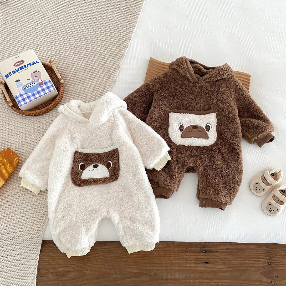 Autumn and Winter Baby Boys Girls Romper Infant Thickening Warm Jumpsuit with Hat 0-2 Years Old Newborn Baby Bodysuit