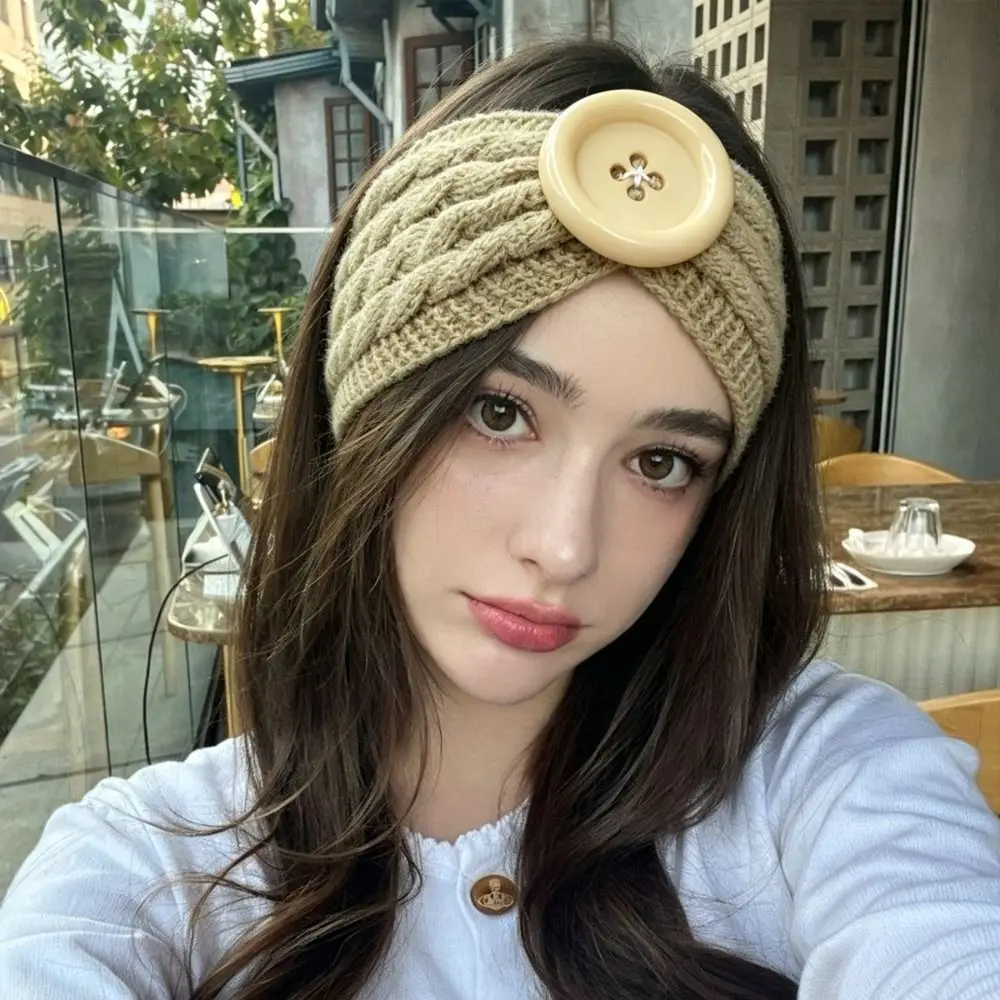 Cable Knit Knitted Headband Twisted Front Knitted Fabric Ear Warmer Headband Soft Stretch Wide Band Turban Headband Daily Wear