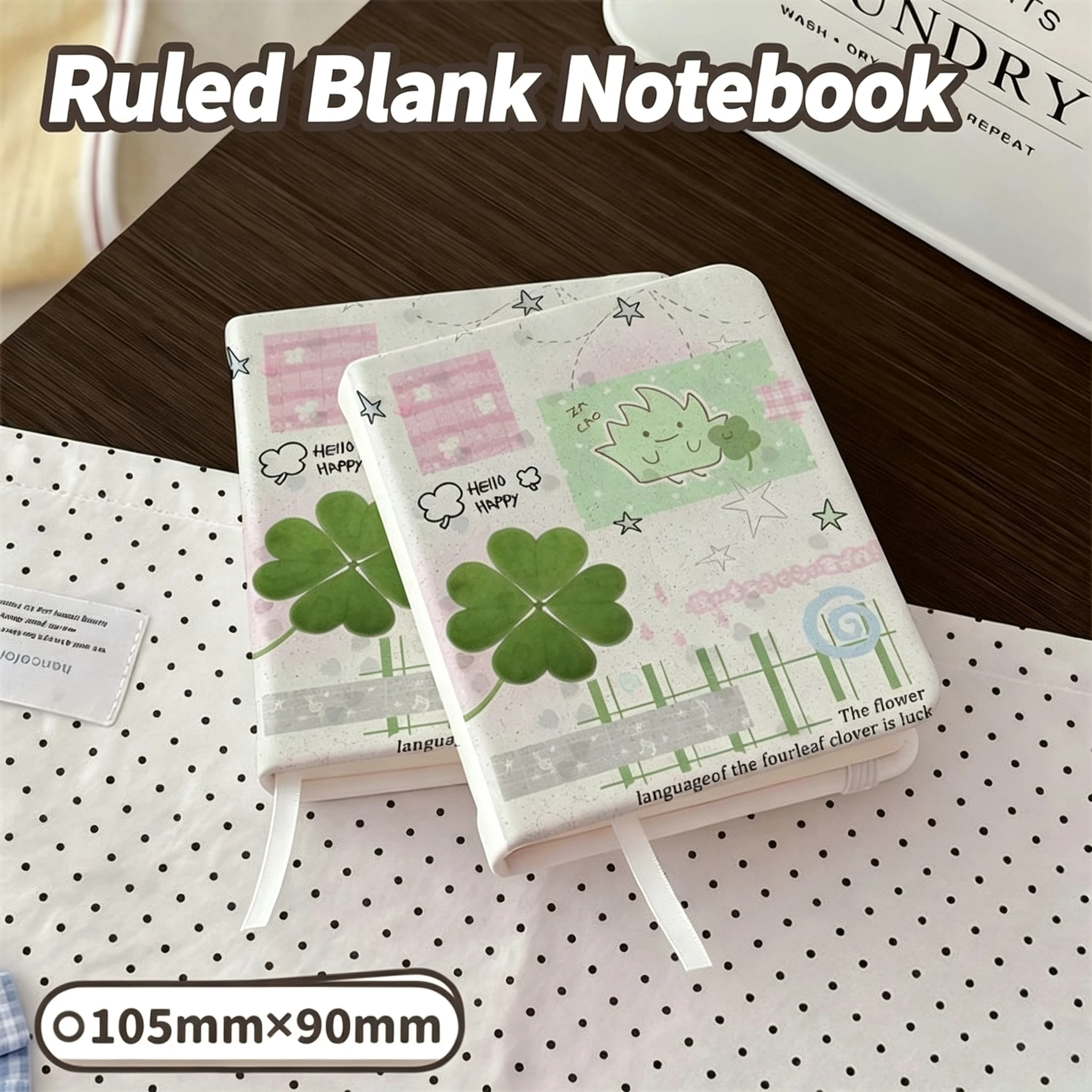Cute Four-Leaf Clover Notebook Thickened Diary Journal for Writing PU Leather Portable Planner Office School Supplies Gift
