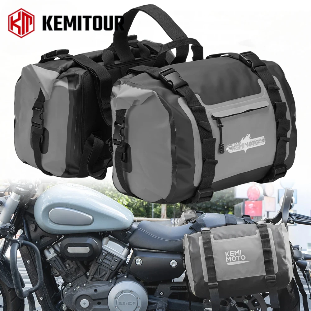 

KEMITOUR Motorcycle Saddlebags 50L Outdoor Waterproof Dry Travel Luggage Bag Side Saddle Bags for Touring Softail Dyna Low Rider