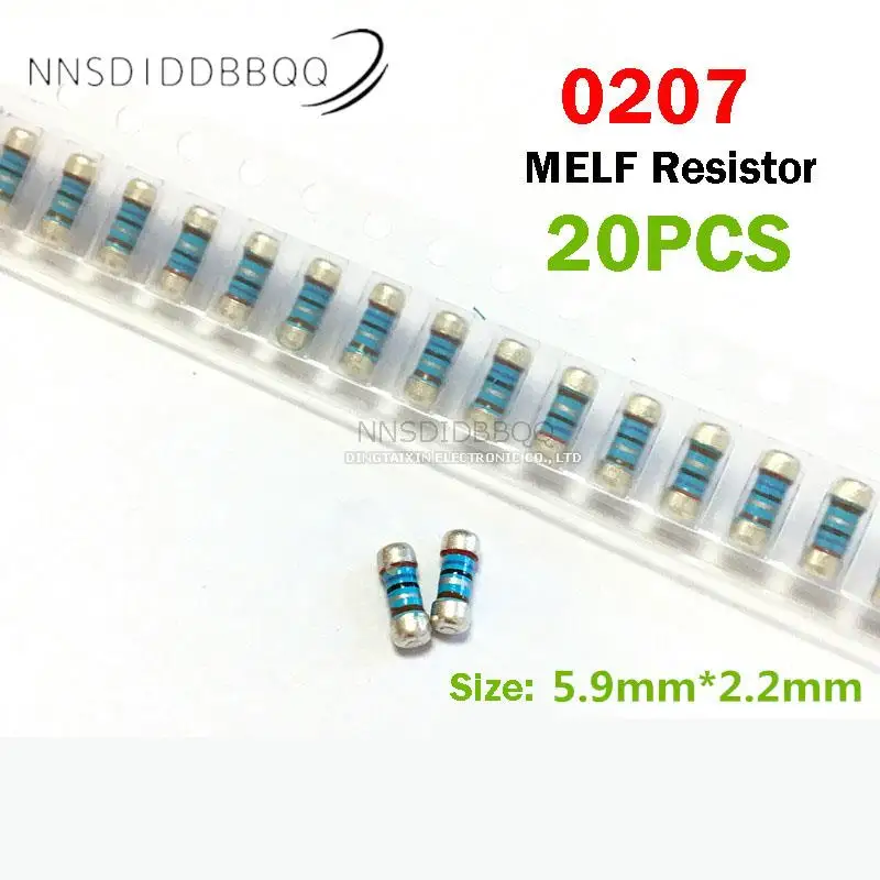 20PCS SMD MELF Resistor 0207 1R 2.2R 3.3R 4.7R 10R 100R 120R 150R 1W Accuracy 1% Metal Film Precision Resistor