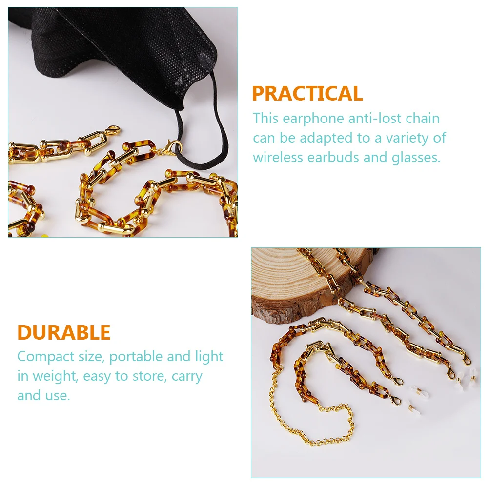 

Resin Leopard Pattern Anti-lost Chain for Eyeglasses Earphone Compact Light Weight Portable Wireless Strap Accessories