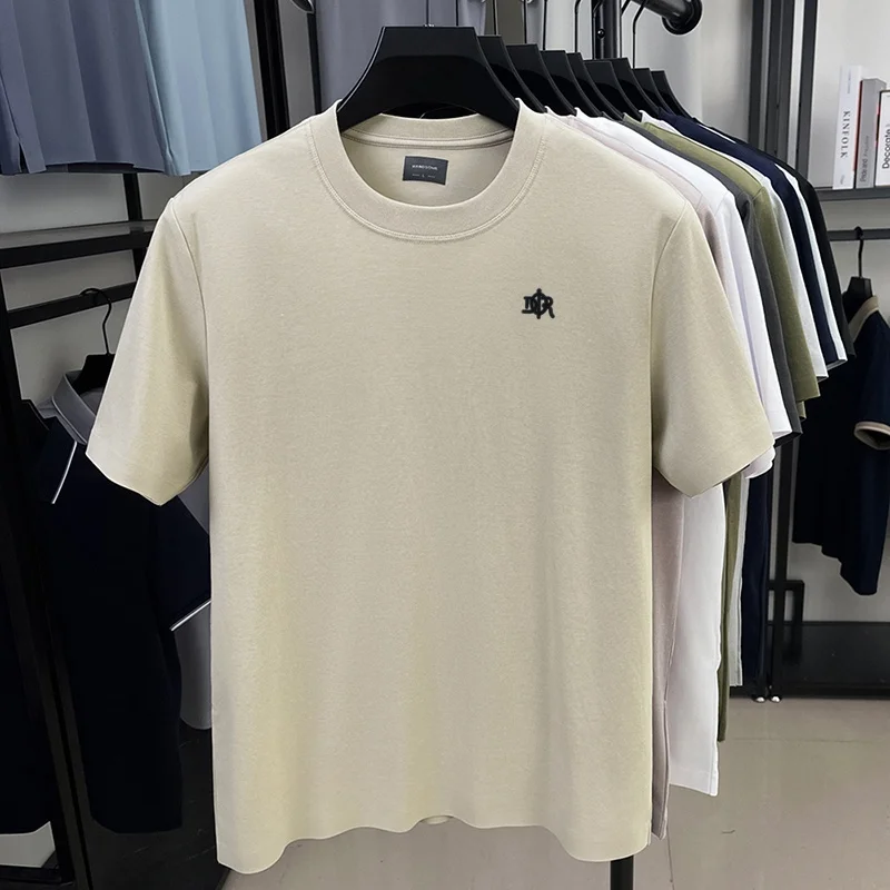 Designer-Style Herren-Print-T-Shirt, Sommer-Trend, Einfarbig, aus Baumwolle, Kurzarm, O-Ausschnitt, Lässiges, Vielseitiges Herren-Oberteil – Detail 11