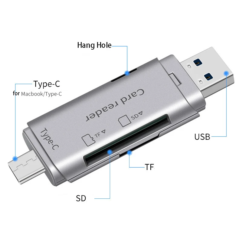 유형 C USB 3.0 카드 리더기 MacBook iPhone iPad 태블릿 노트북 PC 확장 어댑터 용 마이크로 SD TF 메모리 카드 작성기 어댑터