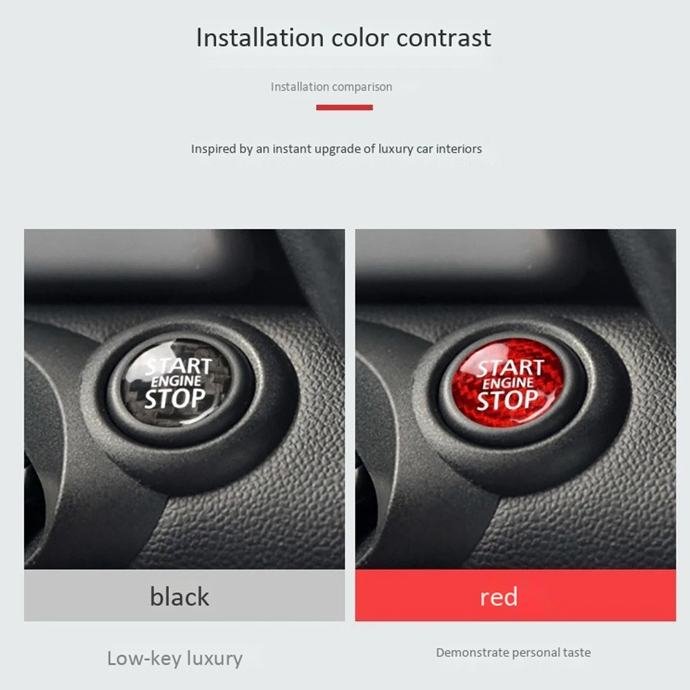 A01K-Carbon Fiber Engine Start Stop Button Interior Trim Cover Sticker For Mini Cooper R55 R56 R57 R58 R59 R60 R61