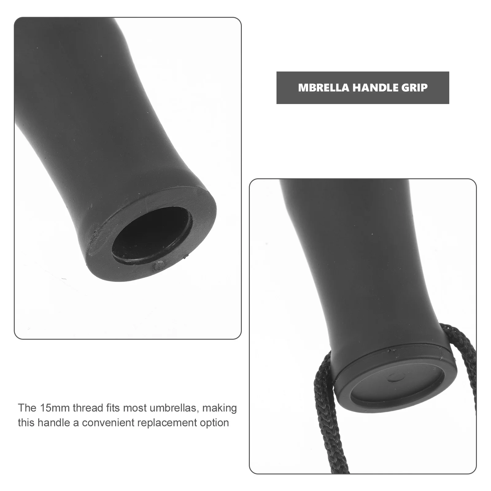 

15mm Umbrella Handle Replacement Compact Sturdy Grip for Rain Uv Umbrella Handle Replacement Accessory Suitable for Most Daily