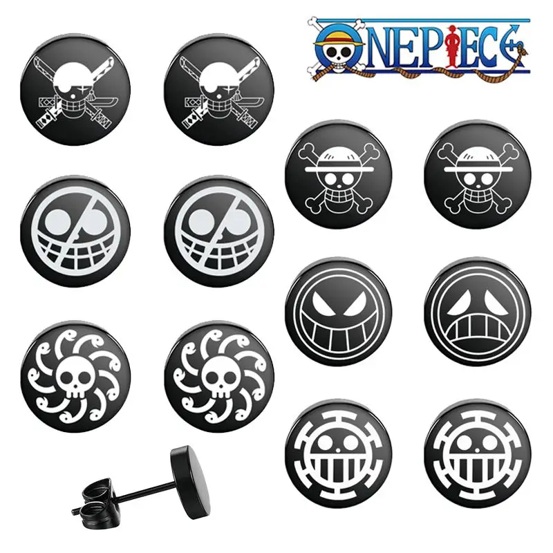 

1 Pair Cartoon One Piece Earrings Earclip Road Flying Skull Head Stainless Steel Earrings Anime Cos Gifts for Men Women Jewelry