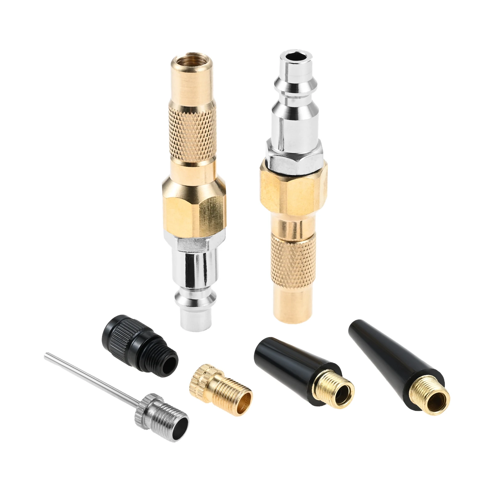 1 Set Heavy-Duty Brass Air Nozzle with Quick Connector Kit 1/4" Female NPT for American Schrader Valves for Most Tire Inflator