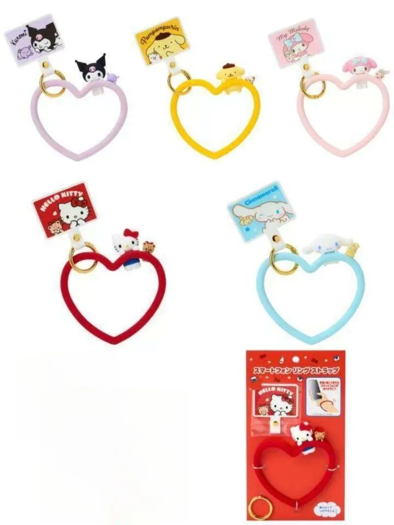 

Kawaii Hello Kitty Phone Chain Anti Loss Wristband Silicone Heart shaped Accessories Cute Cartoon Anime Female Product Wholesale