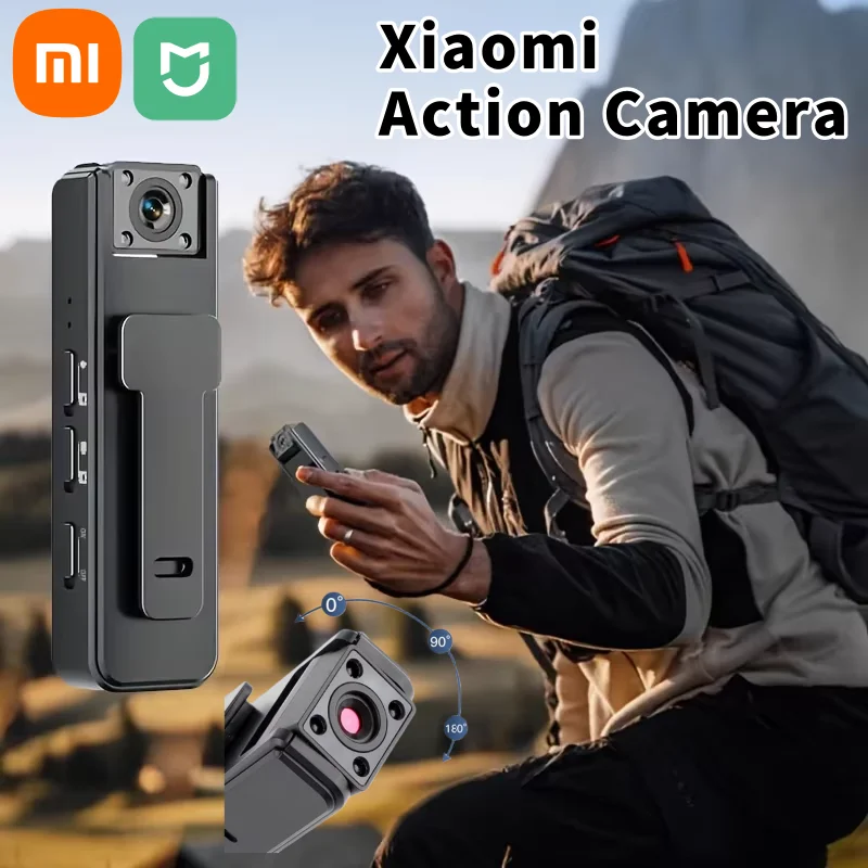 كاميرا Xiaomi A9 الصغيرة المحمولة 1080P HD الأشعة تحت الحمراء للرؤية الليلية مشبك خلفي كاميرا مسجل الرياضة في الهواء الطلق ركوب كاميرا محمولة