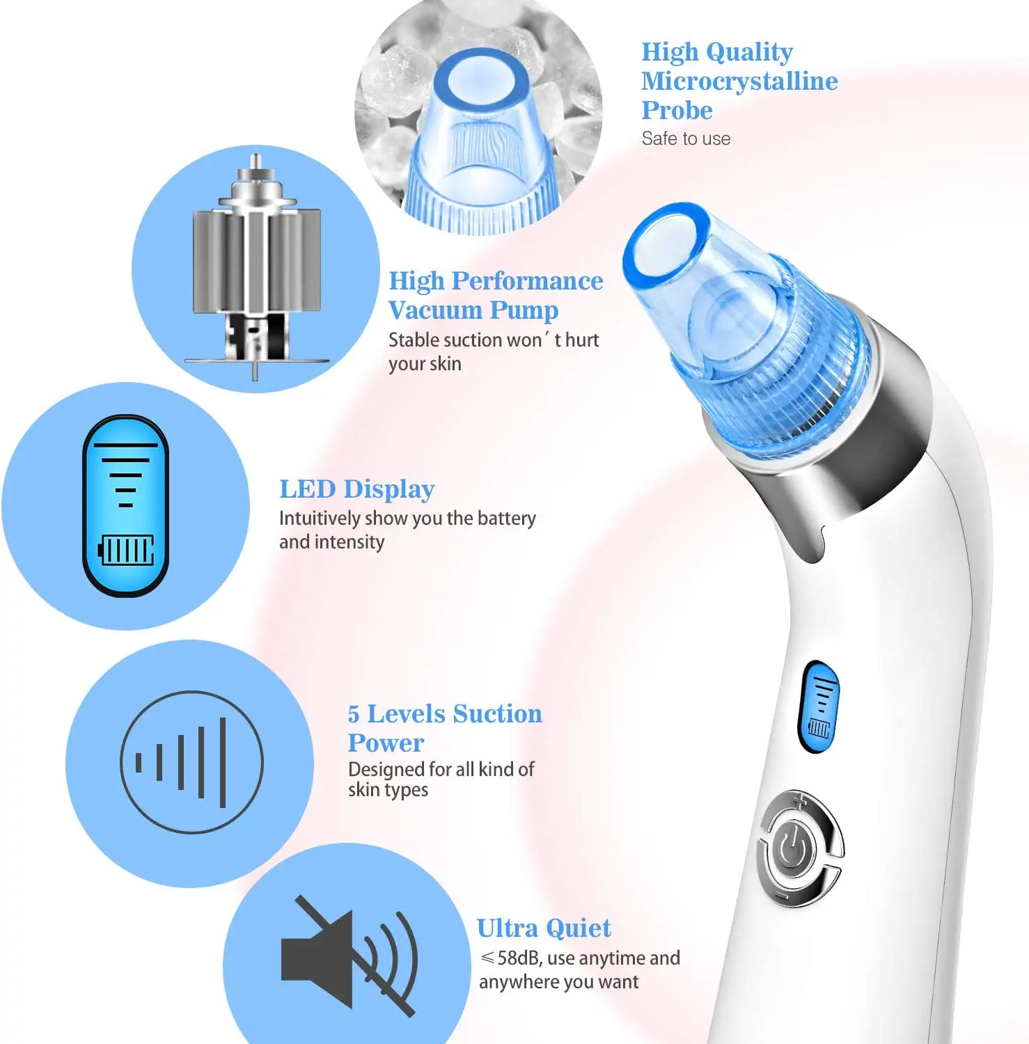 2025 Hot Selling ABS Electric Blackhead Remover USB Rechargeable Pore Cleaner Acne Removal Beauty Device
