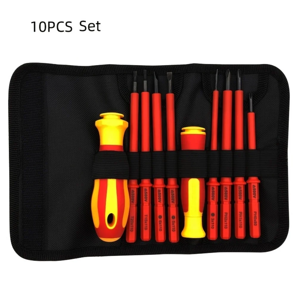 10Pcs Insulated Screwdriver Set Magnetic Phillips Slotted Torx Screwdrivers Kit Electrician Repair Tools for Household Woodwork