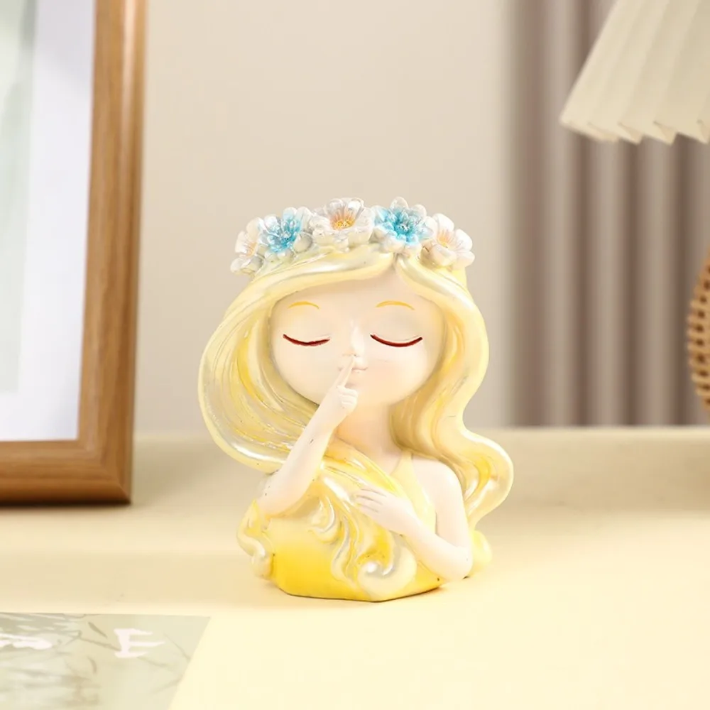 Creative Cute Fairy Head Plant Pot Resin Crafts Cartoon Girl Face Flowerpot Handmade Waterproof