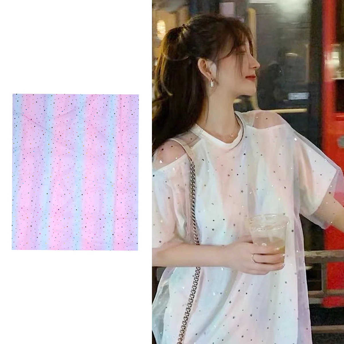 

Sequin Yarn Decoration Stage Decorative DIY Quilting Fabric Party Sequined Gauze