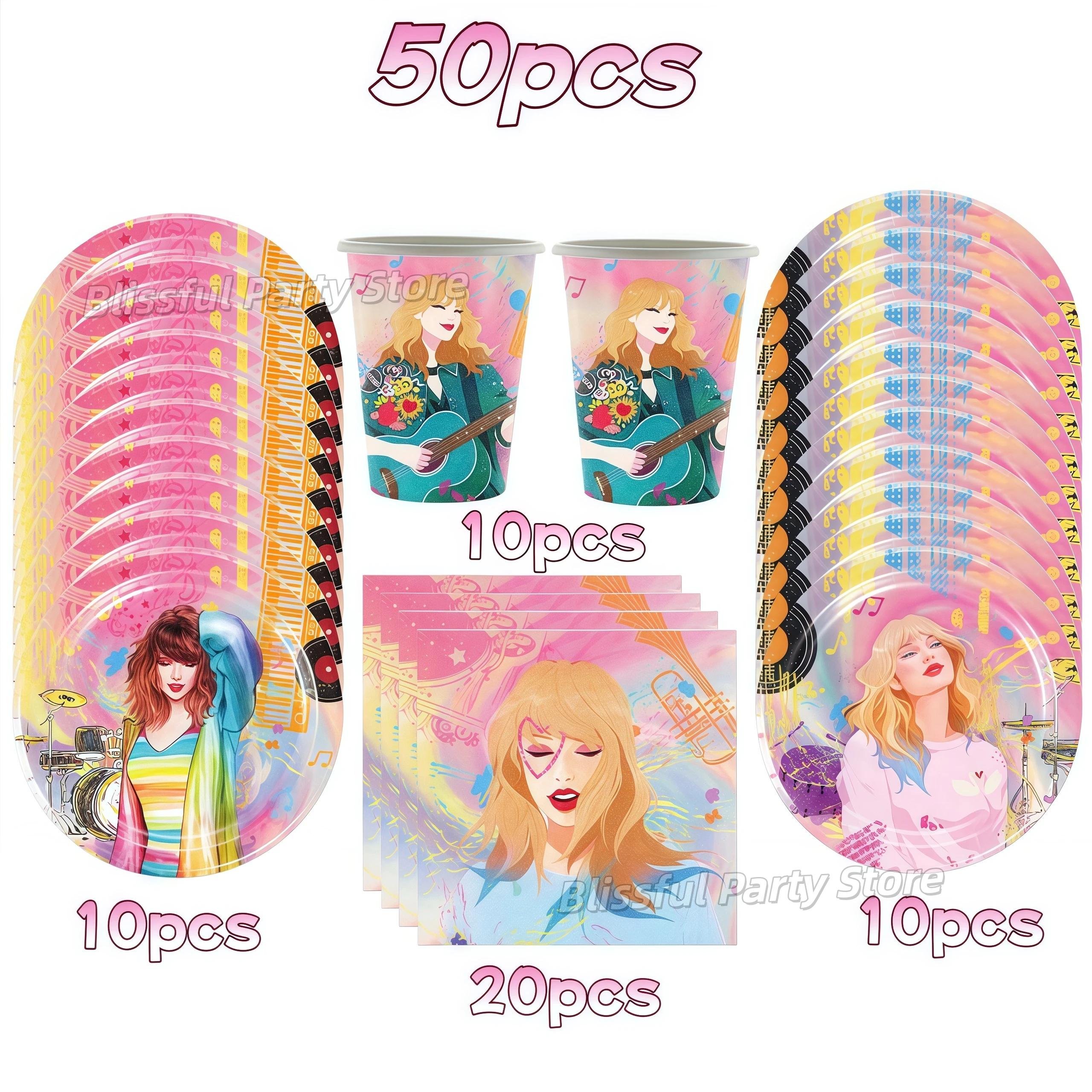 Star Singer Taylored Geburtstag Party Dekor Geschirr Tasse Teller Serviette Sänger Fans Mädchen zugunsten Baby Dusche Dekoration Party Supplie – Detail 5