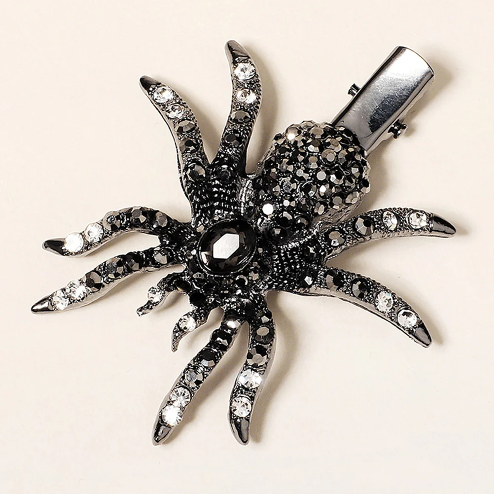 Pinzas para el cabello Pin araña horquilla diamantes de imitación simulación Artificial Vintage chica falso negro Halloween Barrettes hombre