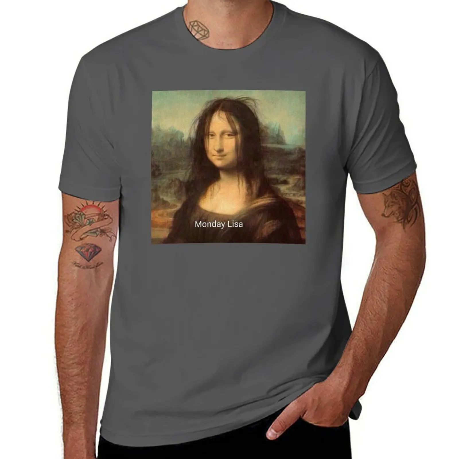 

Monday Lisa Mona Lisa Da Vinci joke - Postmodern Art T-Shirt man t shirt luxury g man t shirts for men T-Shirt