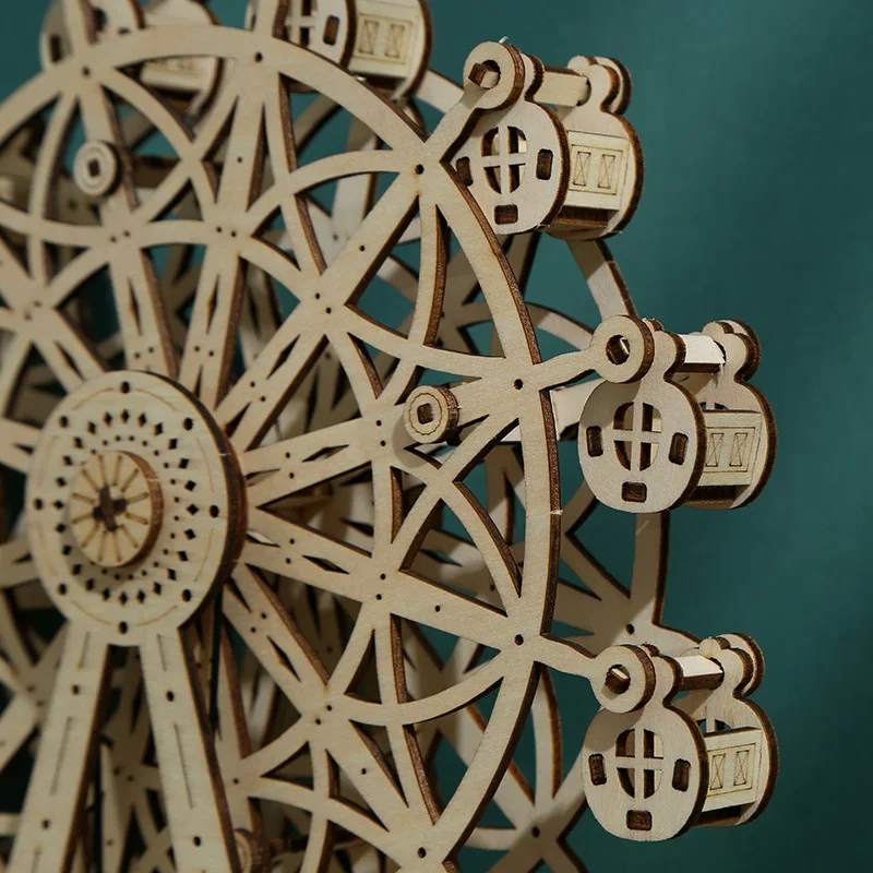 Carillon con ruota panoramica Modelli miniature fai-da-te Puzzle in legno 3D Giocattoli Modello Kit Rilassamento Decompressione Assemblaggio Giocattolo per regalo per bambini