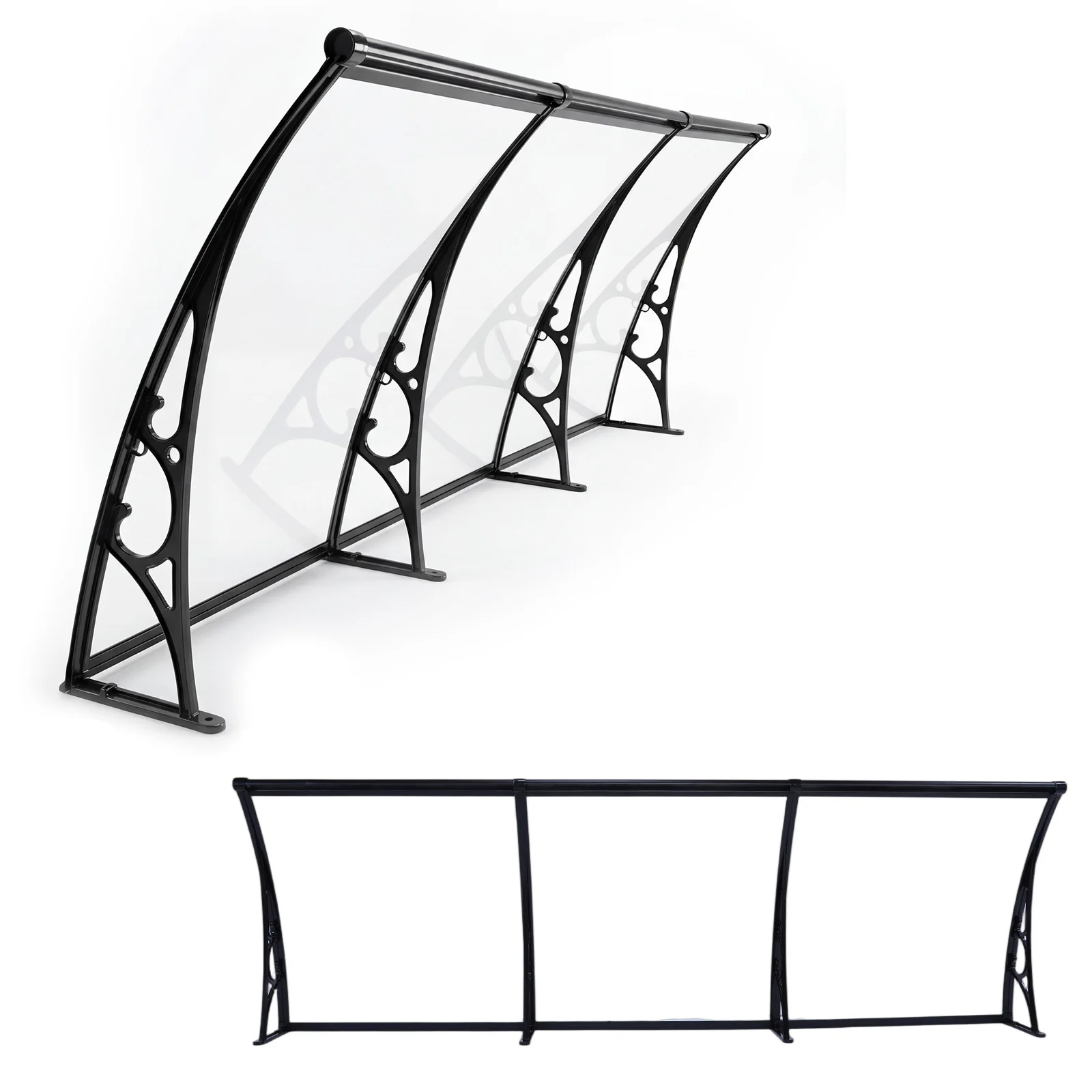 

Awning for Door Entrance with Aluminum Alloy Bracket Door Awnings Exterior with Drainage Sink for Rain Snow Sunlight Protection