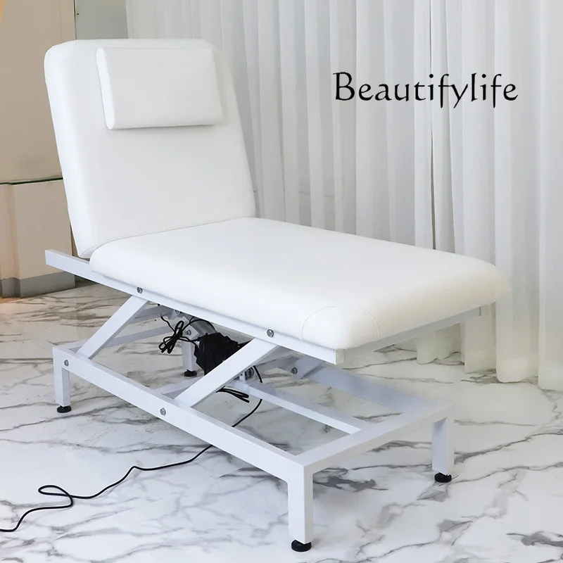 For Beauty Salons Spa Electric Lift Beauty Care Bed Tattoo Embroidery Massage Therapy Eyelash Massage Bed Lead Hole