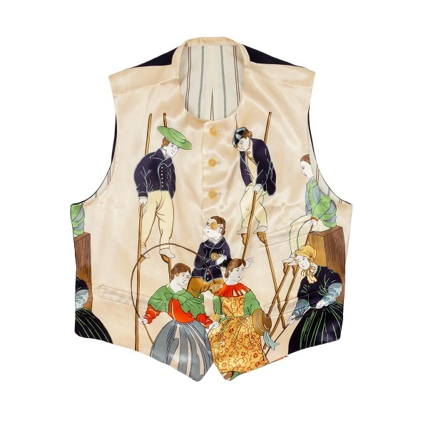 YAMAMOTO-Style Men s Silk Printed Casual Vest from Rok@umeikan Luxury Designer Catwalk Waistcoats