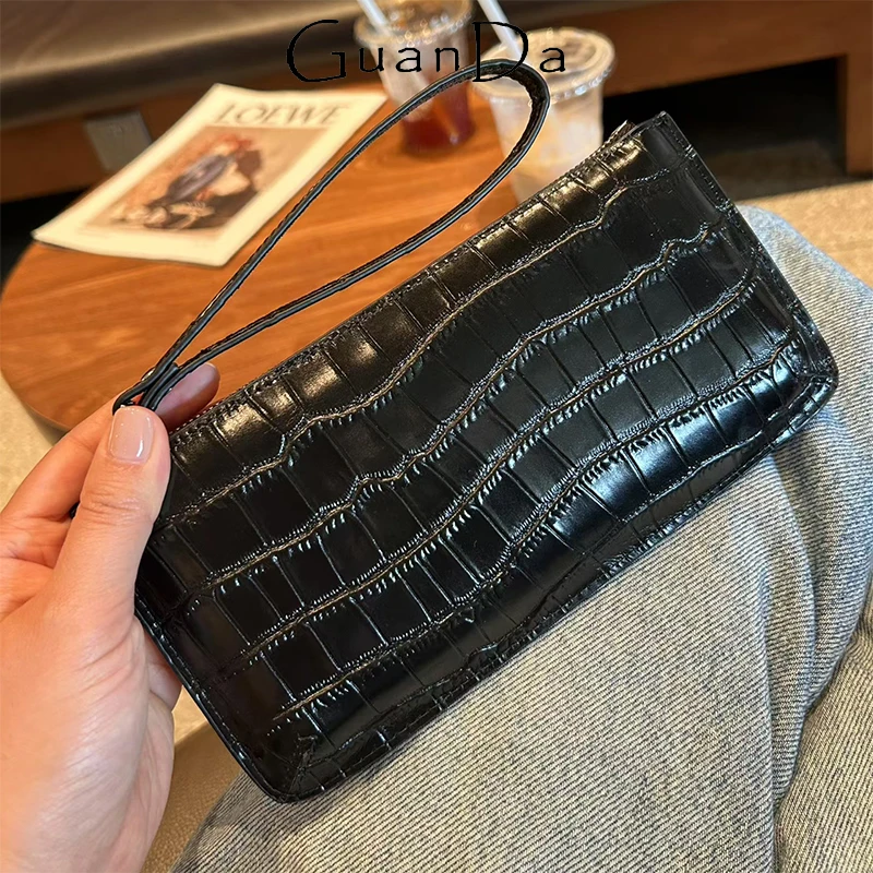 Woman Cowhide Long Wallet Crocodile Pattern Leather Fashion Lady Phone Coin Purse Business Card Holder Wrist Bag With Strap Gift