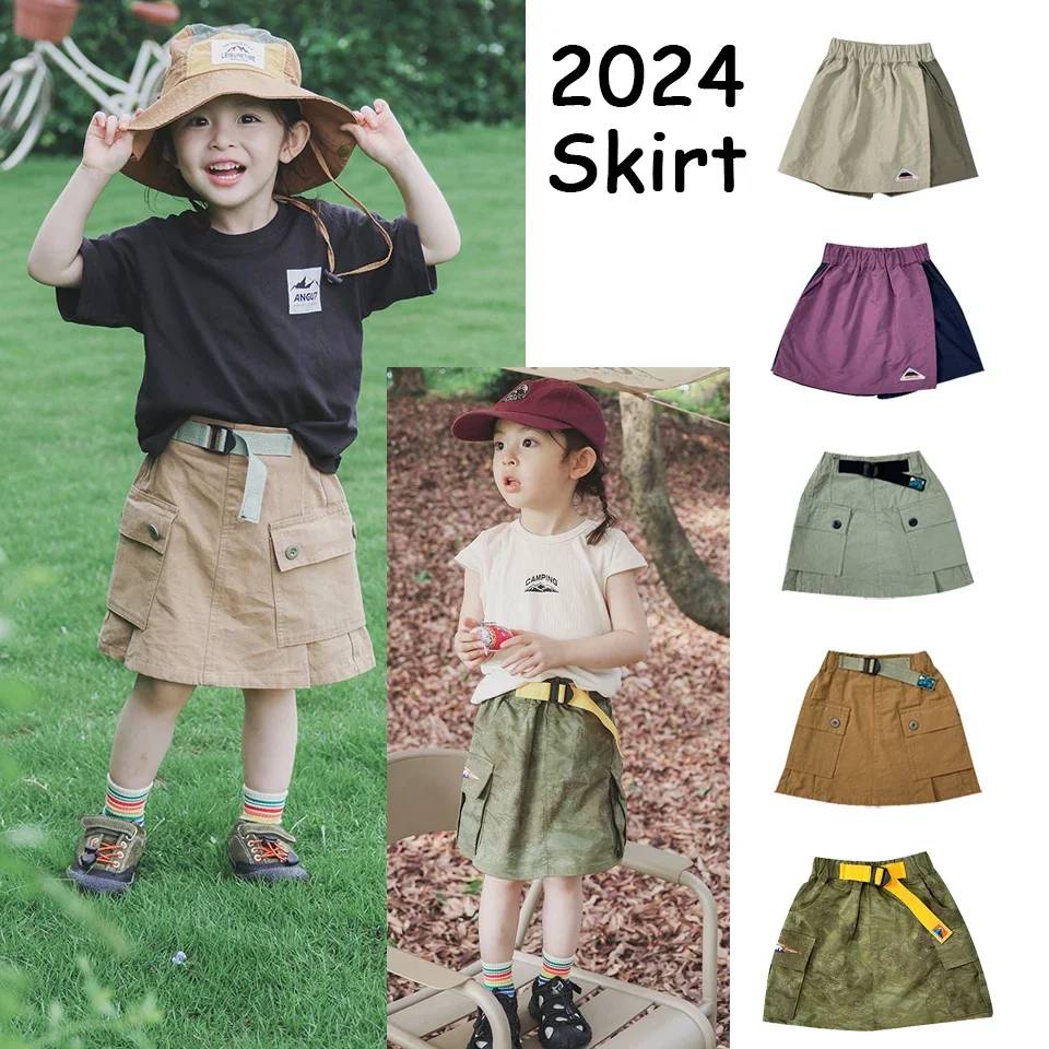 

New 2024 Summer Brand Camouflage Working Skirt Girls Short Clothes Children Party Dress Baby Girl Skirt Fashion Children Clothes