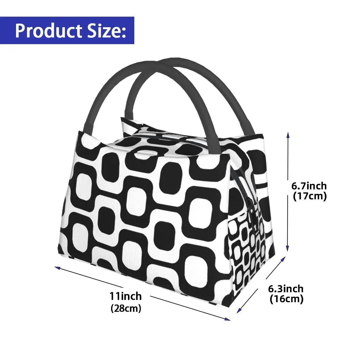 Bolsa térmica para el almuerzo Ipanema, en blanco y negro, para mujeres y niños, con compartimentos portátiles para alimentos.