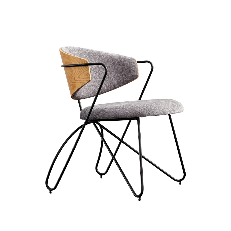 

Muxi Restaurant Light Luxury Armchair Casual Wrought Iron Dining Chair