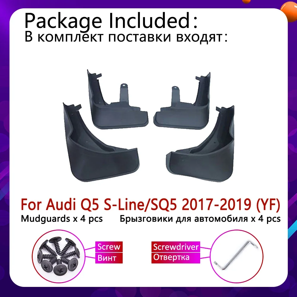 4 PCS Car Mudflaps for Audi Q5 SQ5 S-Line Sport YF 2017 2018 2019 Fender Mud Guard Flap Splash Flaps Mudguards Accessories SLine