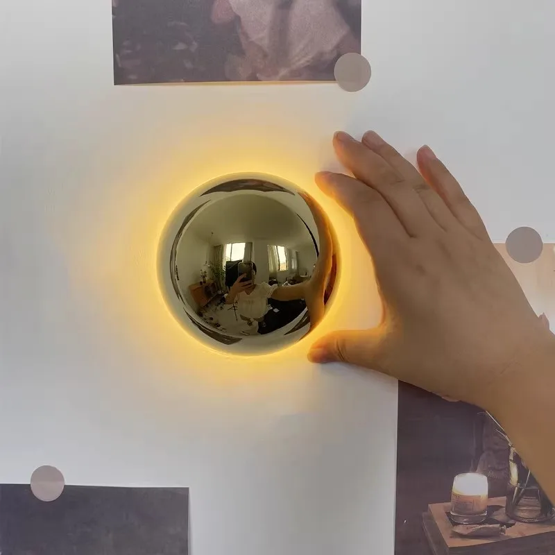 Imagem -04 - Modern Nordic Gold Round Wall Sconce Luminária Led Night Decoração do Quarto Escada de Cabeceira Kids Room Design de Interiores