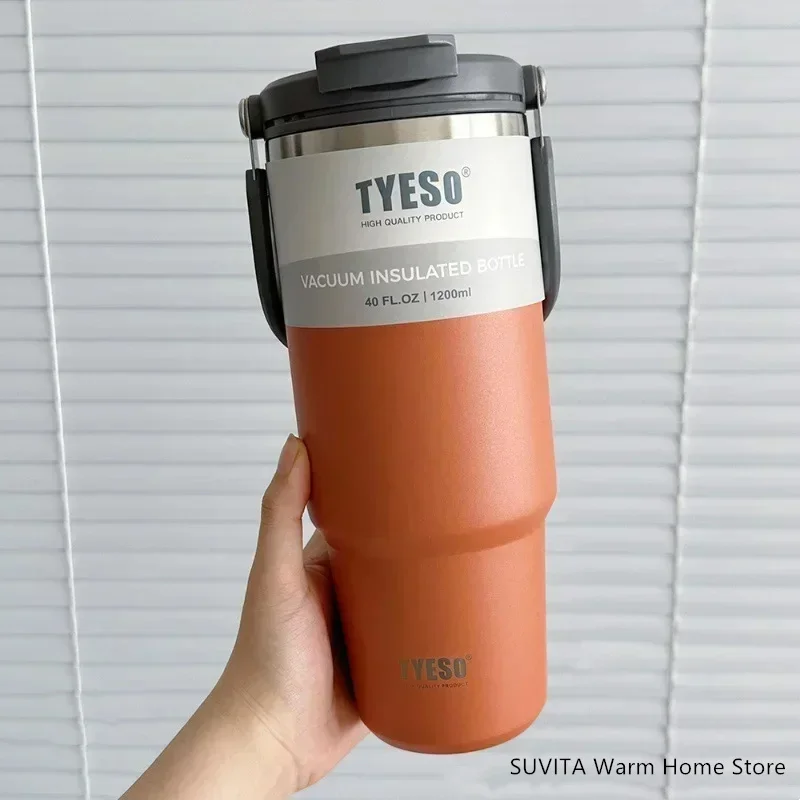 Tyeso Tumbler Kaffeetasse Edelstahl Vakuum Thermoisolierter Becher Große Kapazität Doppelte Getränke Auto Wasserflasche Reisebecher